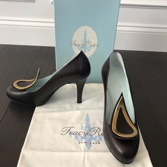 Tracy Reese brown high teardrop pump w/dustbag box - Picture 4 of 8